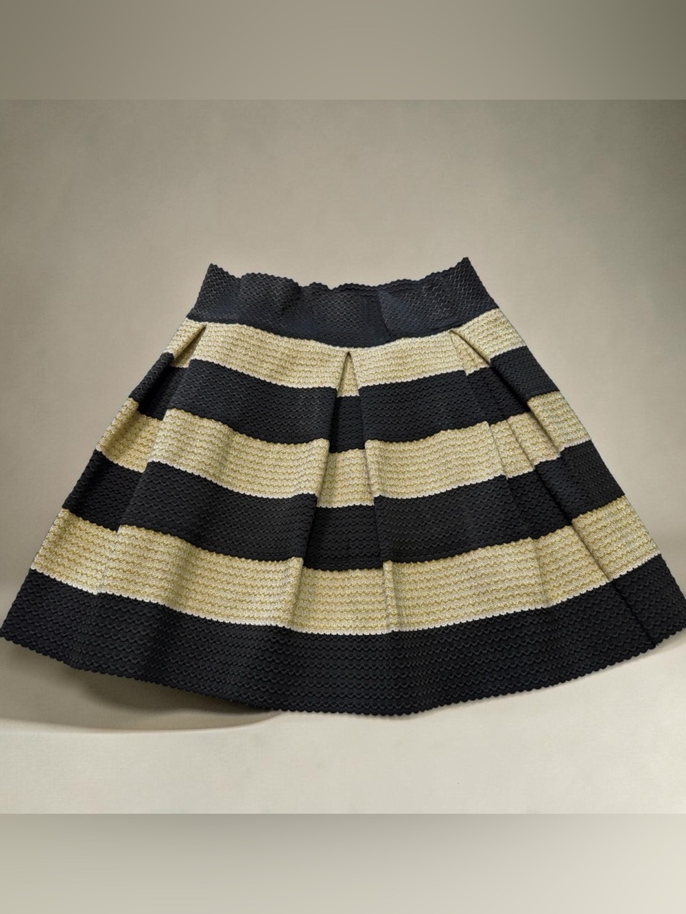 Xhilaration Black and Cream Wide-Striped Circle Skirt